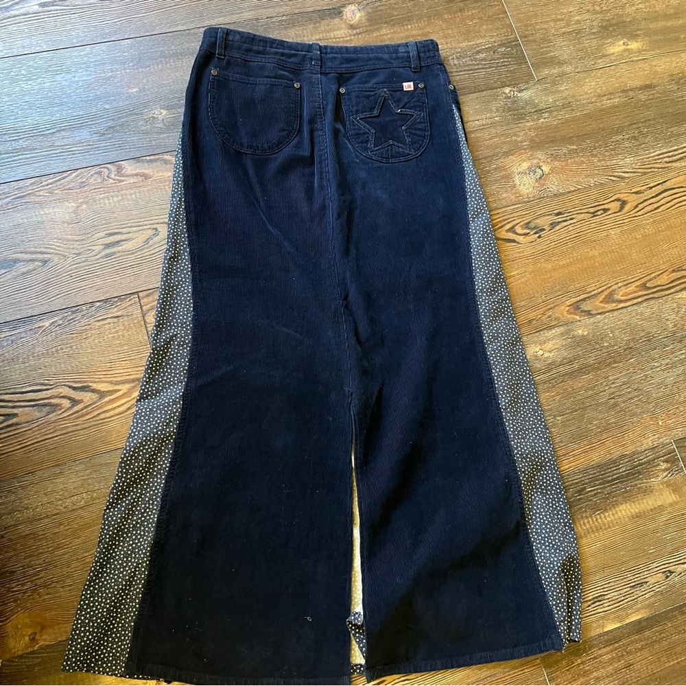 Vintage Maxi Skirt Corduroy Inverted Pleats Star Print pocket patch size medium - Picture 8 of 14